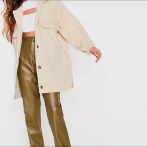 Faux Wool Tell Oversized Shirt Jacket